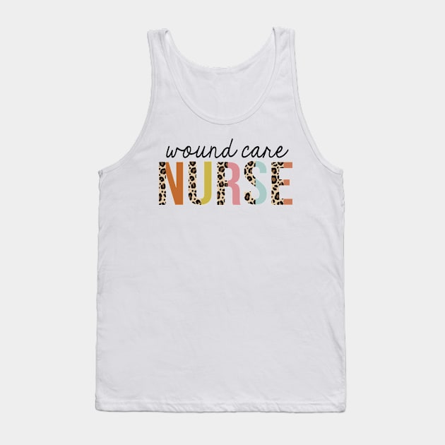 Wound-Care Nurse Leopard Print Registered RN Nursing Appreciation Tank Top by HeroGifts